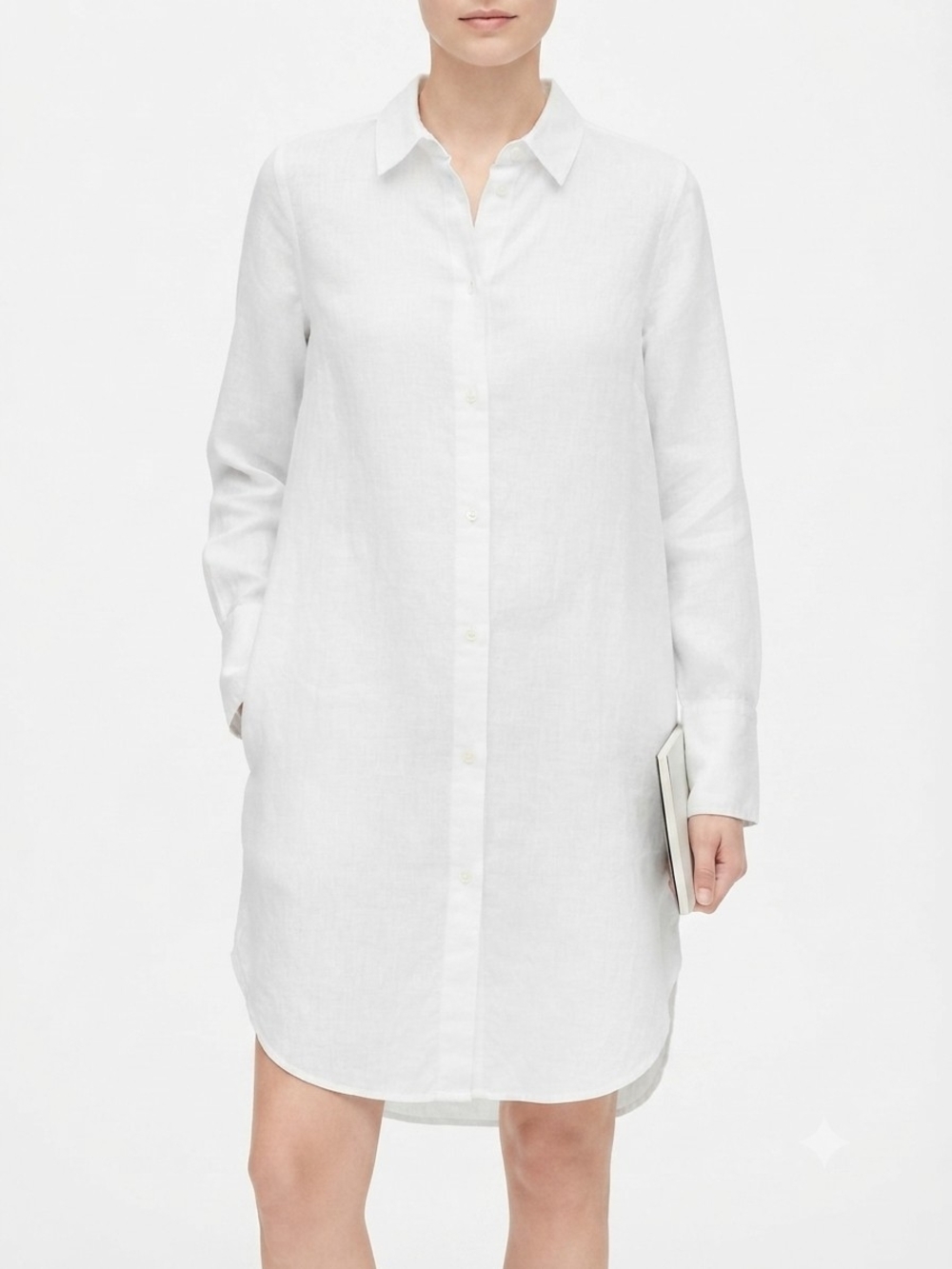 J. Crew White Button-Front Linen Shirt Dress Size L